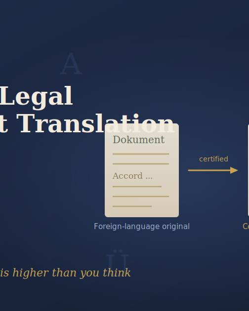 Translator preparing certified legal document translation with a certificate of accuracy stamp