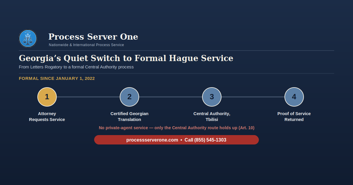 Process server preparing Hague service in Georgia through the Tbilisi Central Authority