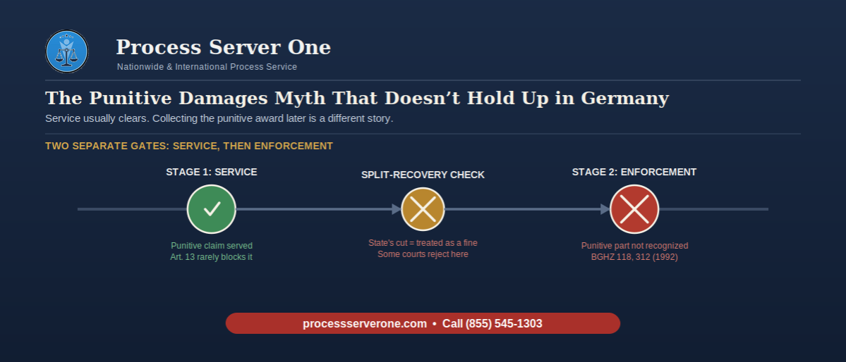 hague-service-in-germany-branded Process server preparing Hague service in Germany for a case involving punitive damages