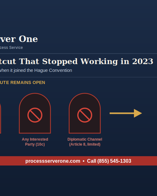 Process server preparing Hague service in Singapore through the Ministry of Law Central Authority