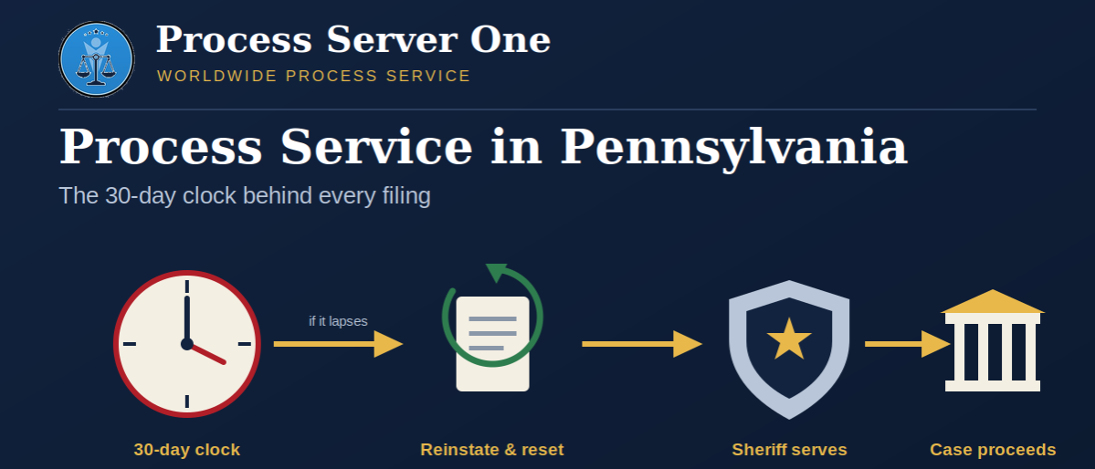 process-service-in-pennsylvania-branded Process server handling process service in Pennsylvania outside a county courthouse