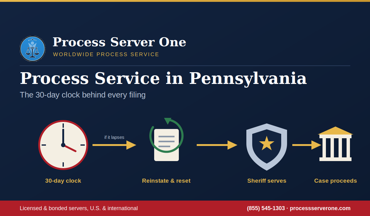 Process server handling process service in Pennsylvania outside a county courthouse