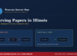Process server serving papers in Illinois outside the Cook County courthouse in Chicago
