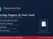 Process server serving papers in New York affixing a summons to an apartment door in NYC