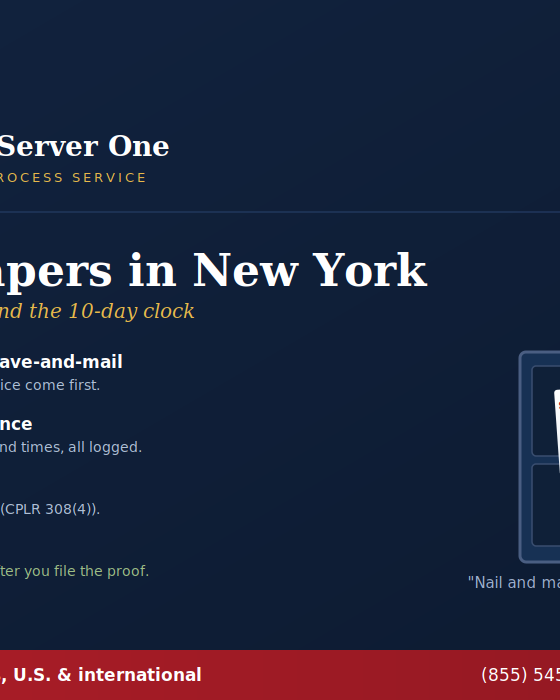 Process server serving papers in New York affixing a summons to an apartment door in NYC