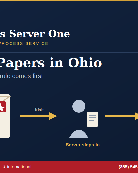 Process server serving papers in Ohio outside a county courthouse