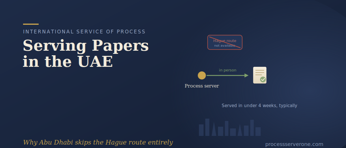 serving-papers-uae-abu-dhabi-featured Process server serving papers in the UAE, hand-delivering legal documents near the Abu Dhabi skyline