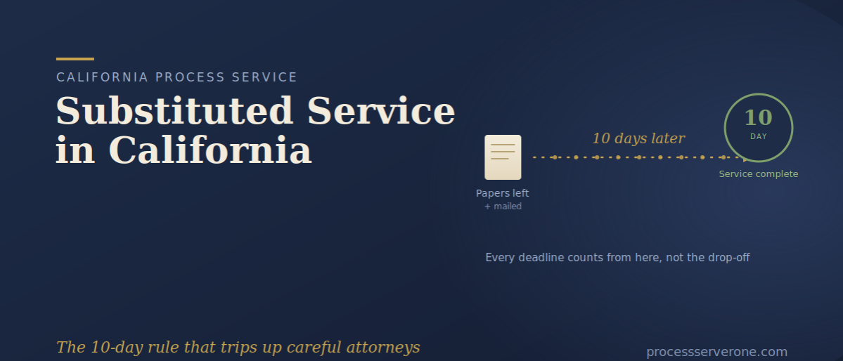 substituted-service-california-featured Process server completing substituted service in California and mailing the follow-up copy at a post office