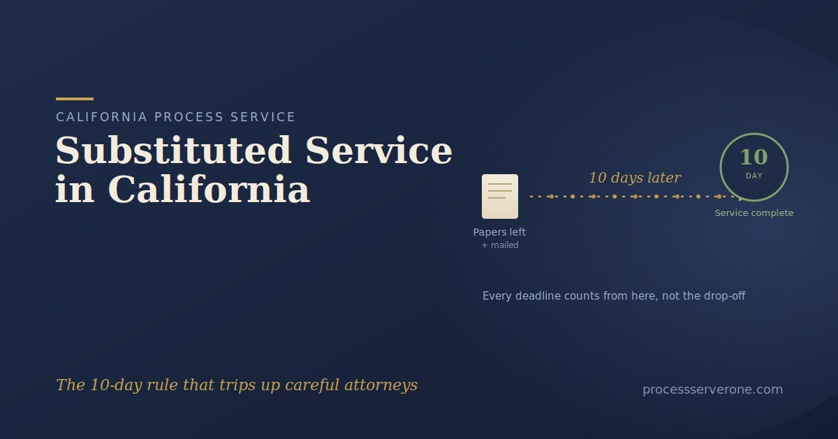 Process server completing substituted service in California and mailing the follow-up copy at a post office